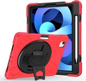 Case2go - Tablethoes geschikt voor iPad Air 10.9 2020/2022 - Hand Strap Armor Case - Rood