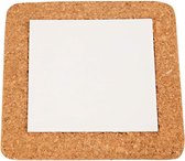 Onderzetter met lijst van kurk, wit, afm 15,5x15,5x1 cm, 10 stuk/ 1 karton
