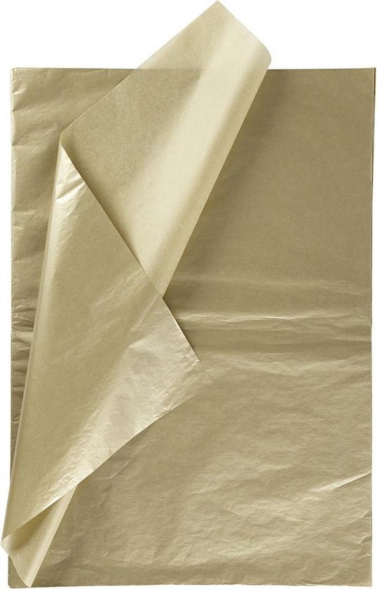 Papier de soie, feuille 50x70 cm, 14 gr, or, 6flles