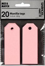 Manilla-labels. afm 3x8 cm. 220 gr. lichtrood. 20 stuk/ 1 doos