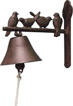 Klassieke deurbel vogels bruin gietijzer 19 cm - Huisbenodigdheden - Klassieke deurbellen
