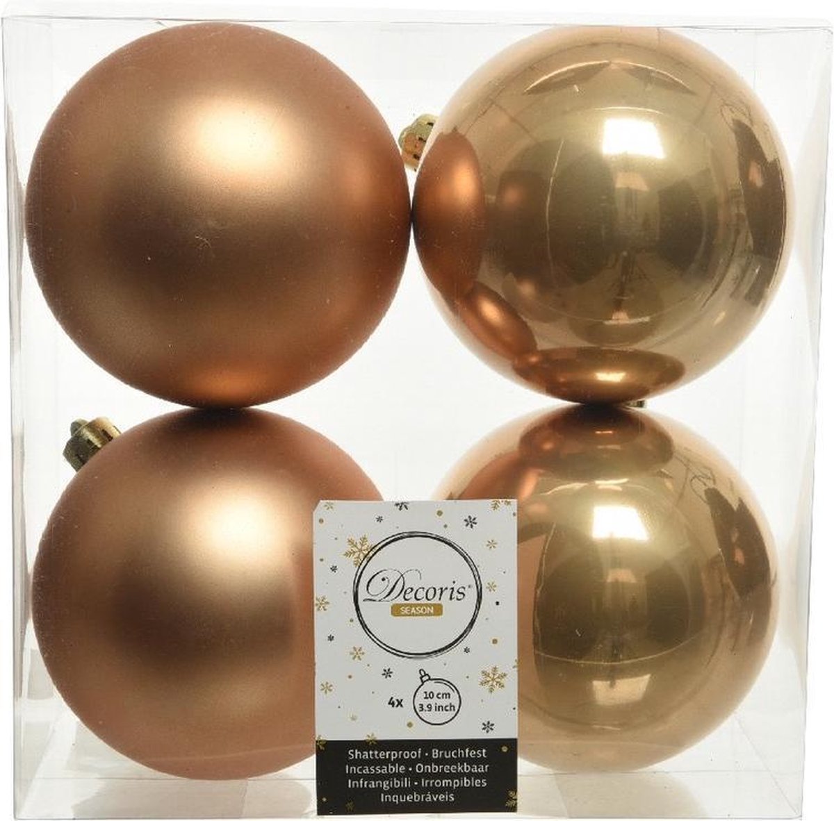 16x Camel bruine kunststof kerstballen 10 cm - Mat/glans - Onbreekbare plastic kerstballen - Kerstboomversiering camel bruin