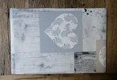 Afwasbare placemat - Hoogwaardig - Rechthoekig - 31 x 45 cm - Hartjes Grijs - Set van 6 stuks