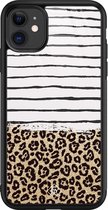 iPhone 11 hoesje glass - Luipaard strepen | Apple iPhone 11  case | Hardcase backcover zwart