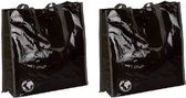 2x stuks eco shopper tas zwart - Milieuvriendelijke boodschappentassen en shoppers