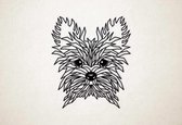 Line Art - Hond - Yorkshire Terrier - M - 70x60cm - Zwart - geometrische wanddecoratie