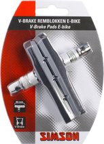 remblokken V-brake 80 x 13 mm zwart/grijs 2 stuks