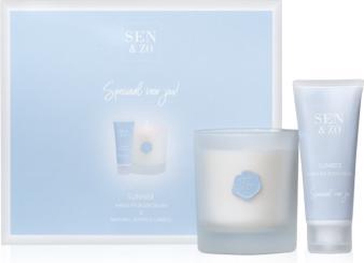 Sen&Zo Luxe cadeaubox met geurkaars en hand&body cream in geur Riverside