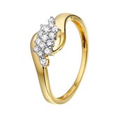 Lucardi Dames Ring met 15 diamanten 0,25ct - Ring - Cadeau - 14 Karaat Goud - Geelgoud