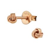 Oorbellen dames | Oorstekers | Rose gold plated oorstekers, knoop | WeLoveSilver