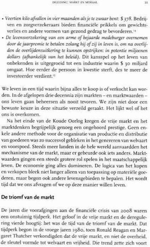 Pagina met tekst over de financiële crisis van 2008 en de triomf van de markt.