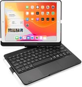 iPad 10.2 2019 / 2020 / 2021 case - QWERTY - Bluetooth Toetsenbord hoes - met Touchpad & Toetsenbord verlichting - 360 graden draaibaar - Zwart