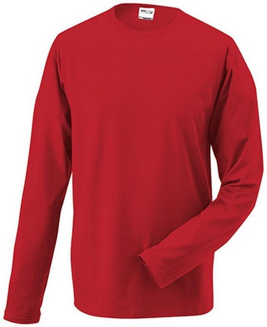 James and Nicholson - T-shirt élastique à manches longues unisexe (Rouge)