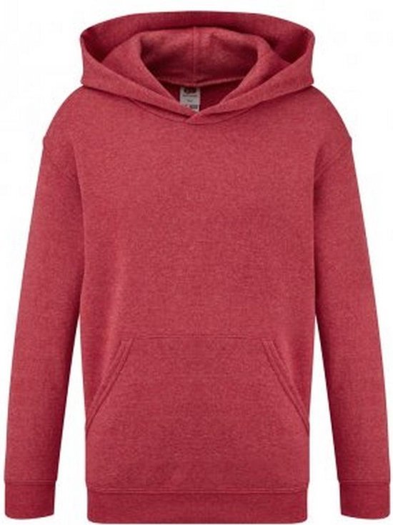 Fruit of the Loom Classic Sweatshirt met capuchon voor kinderen / kinder (Heather Rood)