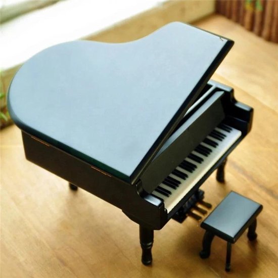 Mini Vleugel Piano Muziekdoosje Matte Zwart | bol.com