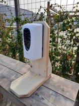 Desinfectie standaard / Zuil met automatische no-touch dispenser van Nieuw steigerhout – Houten desinfectiepaal met drop dispenser voor alcohol, vloeistof en gel