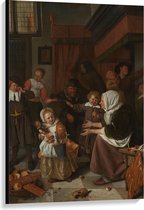 Canvas  - Oude meesters - Het Sint-Nicolaasfeest, Jan Havicksz. Steen - 80x120cm Foto op Canvas Schilderij (Wanddecoratie op Canvas)