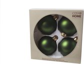 KERSTBALLEN SET 4 STUKS | KERSTVERSIERING | MAT GROEN | D8 CM | GLAS