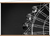 Schoolplaat – Reuzenrad (zwart/wit) - 150x100cm Foto op Textielposter (Wanddecoratie op Schoolplaat)
