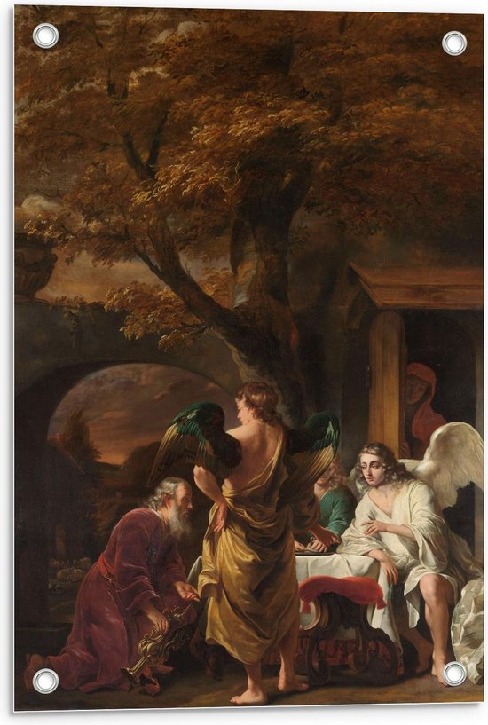 Tuinposter – Oude meesters - Abraham ontvangt de drie engelen, Ferdinand Bol - 40x60cm Foto op Tuinposter  (wanddecoratie voor buiten en binnen)
