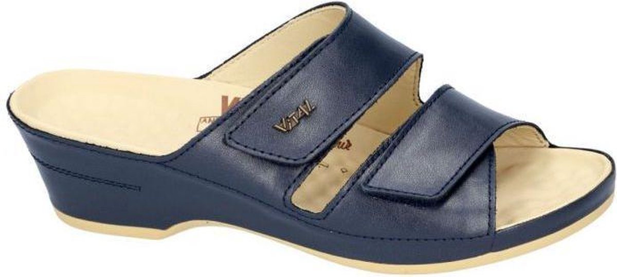 Vital -Dames blauw donker slipper muiltje