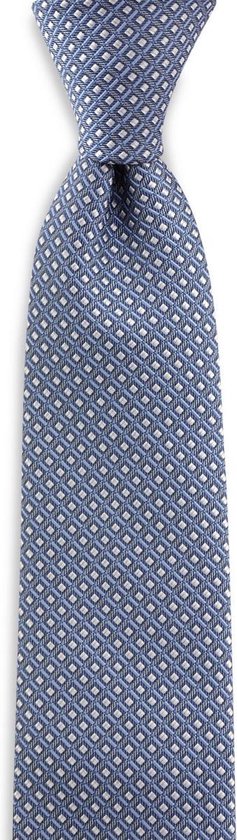 We Love Ties - Stropdas patroon denimblauw wit - geweven polyester Microfill - denimblauw / lichtblauw / wit