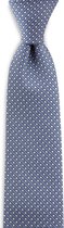 We Love Ties - Stropdas patroon denimblauw wit - geweven polyester Microfill - denimblauw / lichtblauw / wit