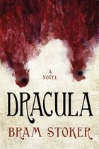 Boekcover van Dracula, met rode verf die op bloed lijkt en de titel 'Dracula' in grote letters.