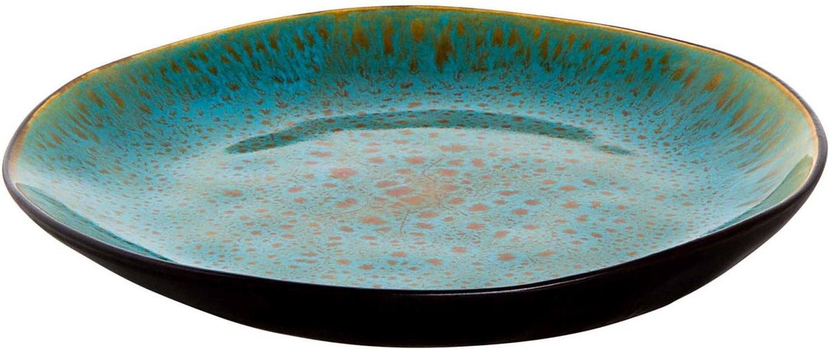 Optimistisch niveau Iedereen Palmer Bord Lotus 20.5 cm Turquoise Zwart Stoneware 1 stuk(s) | bol.com