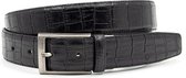 Zwarte croco  pantalon riem 3.2 cm breed - Zwart - Klassiek - Echt Leer - Taille: 90cm - Totale lengte riem: 105cm