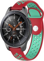 Bandje Voor Samsung Galaxy Watch Dubbel Sport Band - Rood Groenblauw - Maat: 22mm - Horlogebandje, Armband