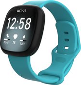 Versa 3 / Sense Sport Band - Maat ML -  Groenblauw  -  Geschikt Voor Fitbit