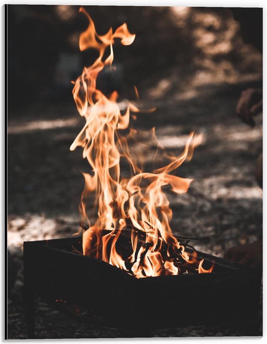 Dibond - Brandend Vuur - 30x40cm Foto op Aluminium (Met Ophangsysteem)