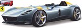 Bburago  Ferrari MONZA SP1 RACE & PLAY grijs/geel schaalmodel 1:18