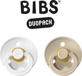 BIBS Fopspeen - Maat 2 (6-18 maanden) DUOPACK - White & Sand - BIBS tutjes - BIBS sucettes