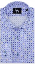 GENTS | Blumfontain Overhemd Heren Volwassenen print wit-blauw Maat L 41/42