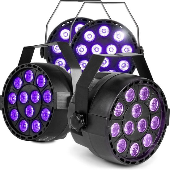 Blacklight - MAX PartyPar Blacklight lichtset met 4 LED Blacklight spots - MAX
