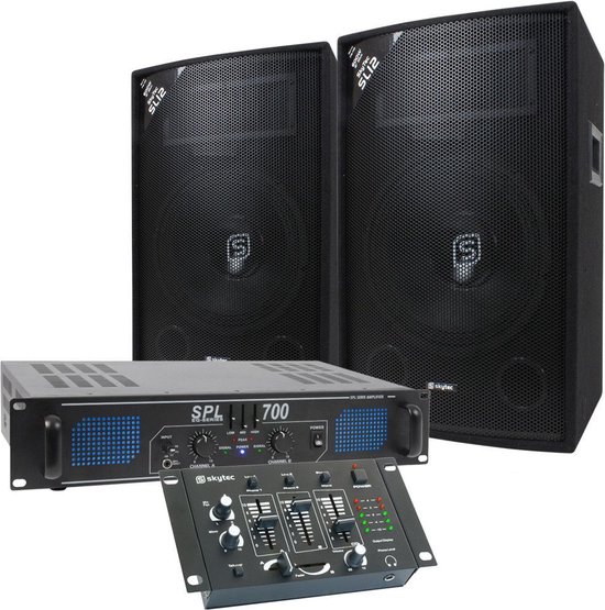Klaar infrastructuur breedtegraad DJ set - Complete DJ set met mengpaneel, versterker en 12'' speakers - 700W  | bol.com