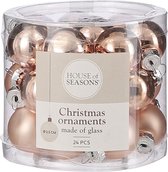 House Of Seasons Kerstballen 2,5 Cm Glas Lichtroze 24 Stuks