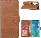 Xssive Hoesje voor Motorola Moto One Edge Plus - Book Case - Licht Bruin