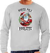 Grote maten foute Kerstsweater / Kersttrui Northpole roulette grijs voor heren - Kerstkleding / Christmas outfit 3XL (58)