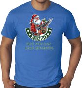 Grote maten fout Kerstshirt / Kerst t-shirt Rambo but you can call me Santa blauw voor heren - Kerstkleding / Christmas outfit 3XL
