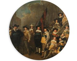Dibond Wandcirkel - Oude Meesters - Officieren en schutters wijk V, Jacob Adriaensz Backer - 90x90cm Foto op Aluminium Wandcirkel (met ophangsysteem)