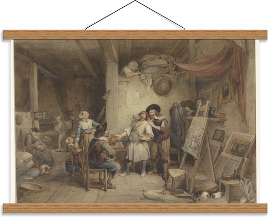 Schoolplaat – Oude Meesters - A. Brouwer & pupil J. v Craesbeek, Jean Baptiste Madou - 60x40cm Foto op Textielposter (Wanddecoratie op Schoolplaat)