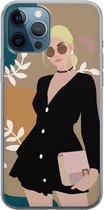 iPhone 12 Pro hoesje siliconen - Abstract girl - Soft Case Telefoonhoesje - Print / Illustratie - Transparant, Multi