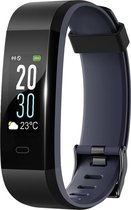 Lintelek Activity Tracker - Smartwatch Dames en Heren - Fit Activity Tracker - Smartwatch iOS & Android - Zwart/Grijs