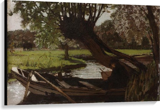 Canvas  - Oude Meesters - Boot met knotwilg, Matthijs Maris, 1863 - 120x80cm Foto op Canvas Schilderij (Wanddecoratie op Canvas)