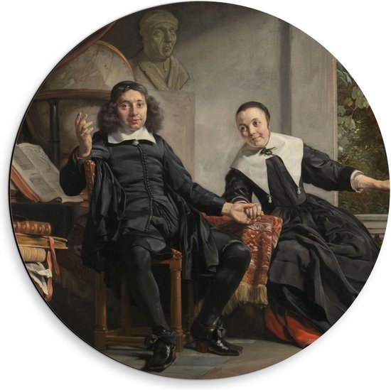 Dibond Wandcirkel - Oude Meesters - A. Casteleyn en echtgenote M. van Bancken, Jan de Bray - 50x50cm Foto op Aluminium Wandcirkel (met ophangsysteem)