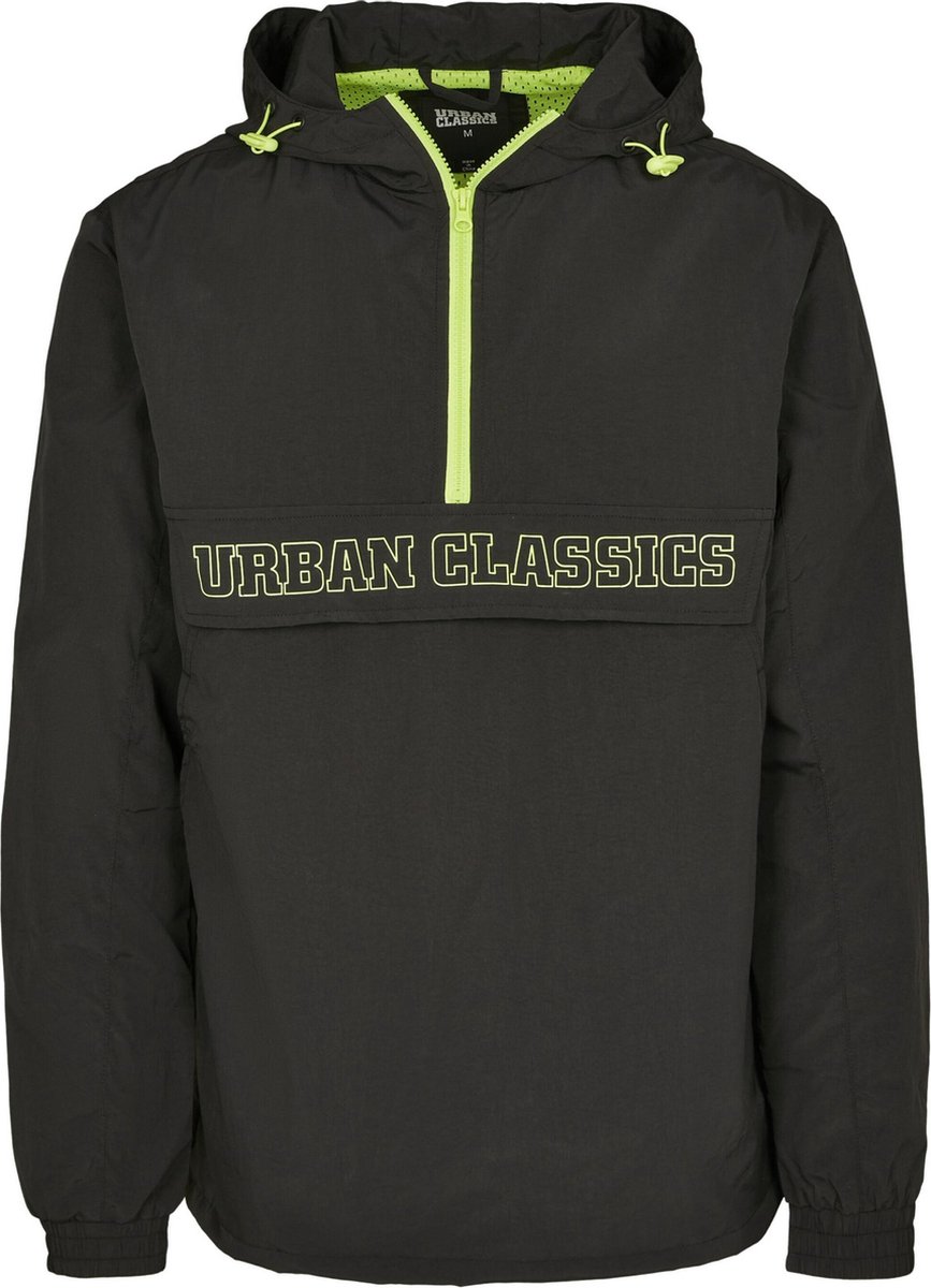 Urban Classics Contrast Pullover Jas M – Regenjas Waterafstotende dunne jas Zwart