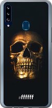 Samsung Galaxy A20s Hoesje Transparant TPU Case - Gold Skull #ffffff